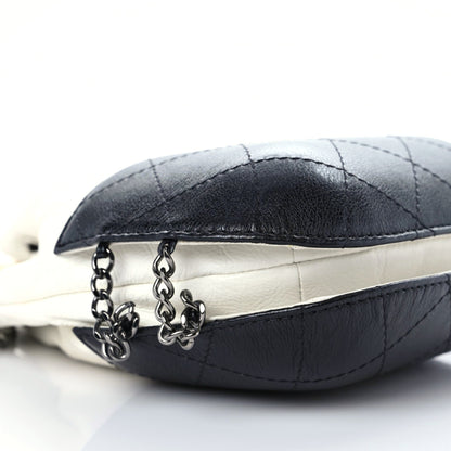 Chanel Aged Calfskin Quilted Small Gabrielle Bucket White Black 5 of 10