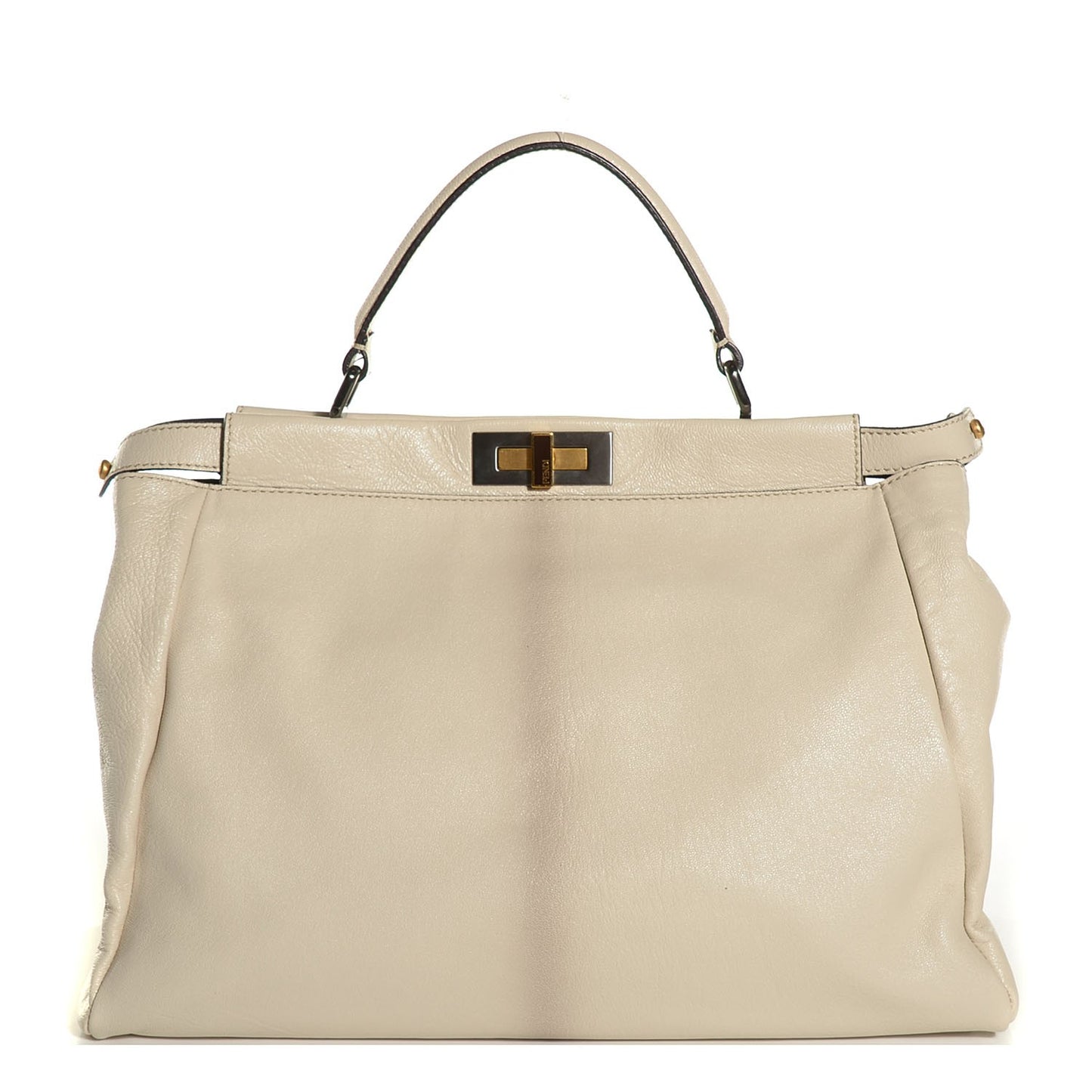 Goatskin Elaphe Large Peekaboo Iconic Satchel Latte Natural