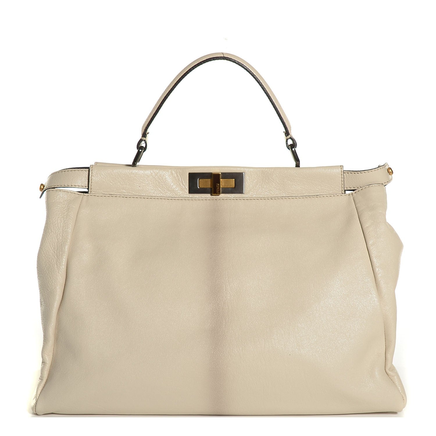 Fendi Goatskin Elaphe Large Peekaboo Iconic Satchel Latte Natural 1 of 8