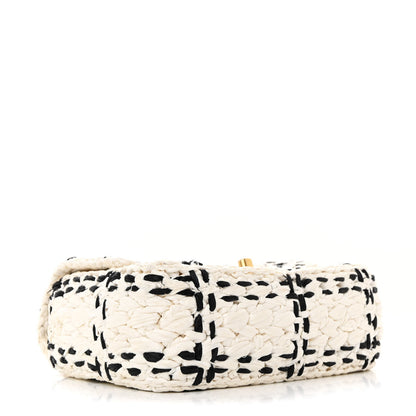 Chanel Raffia Effect Tweedy Mini Flap Bag White Black 4 of 10
