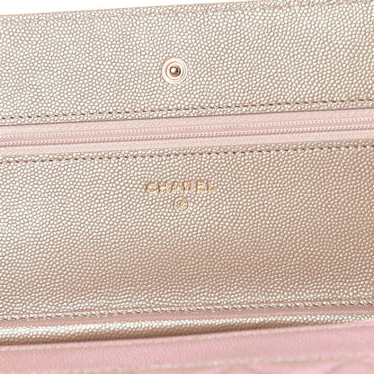Chanel Iridescent Caviar Quilted Wallet On Chain WOC Beige 6 of 12