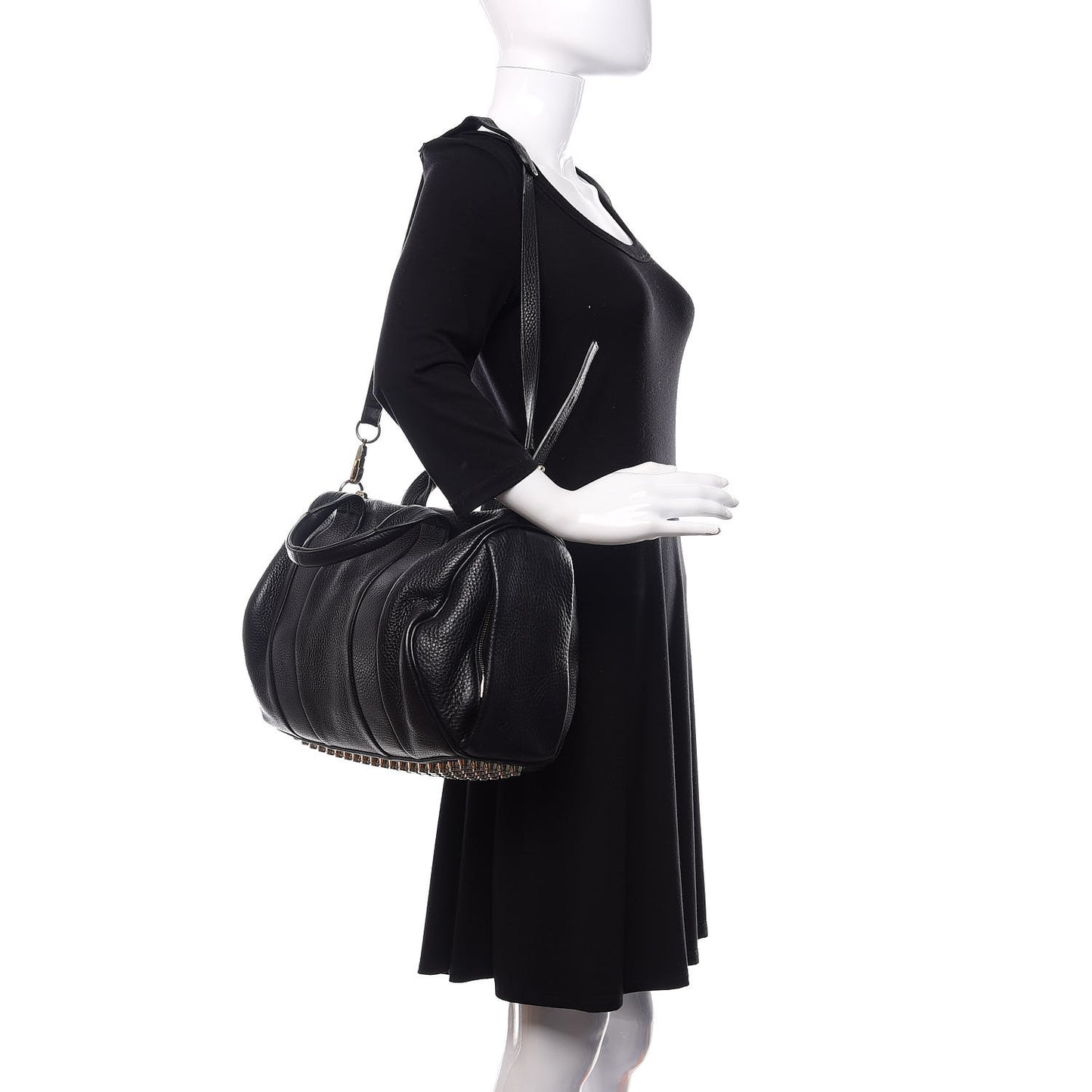 Pebbled Lambskin Rocco Black Rose Gold Hardware