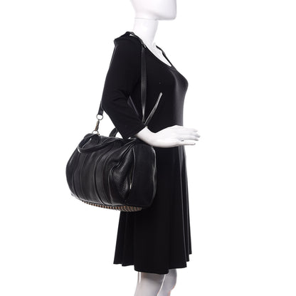 Alexander Wang Pebbled Lambskin Rocco Black Rose Gold Hardware 2 of 10