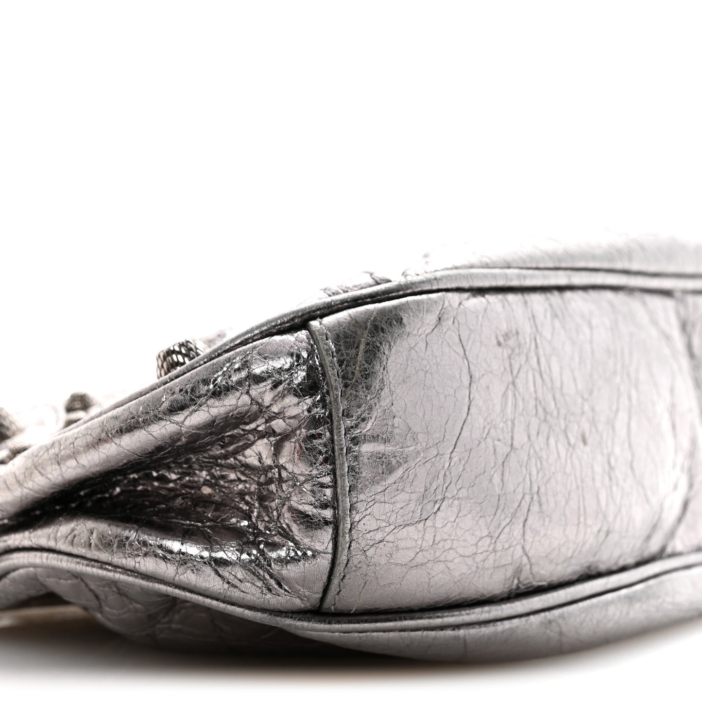 Metallic Agneau Arena Le Cagole Shoulder Bag XS Silver