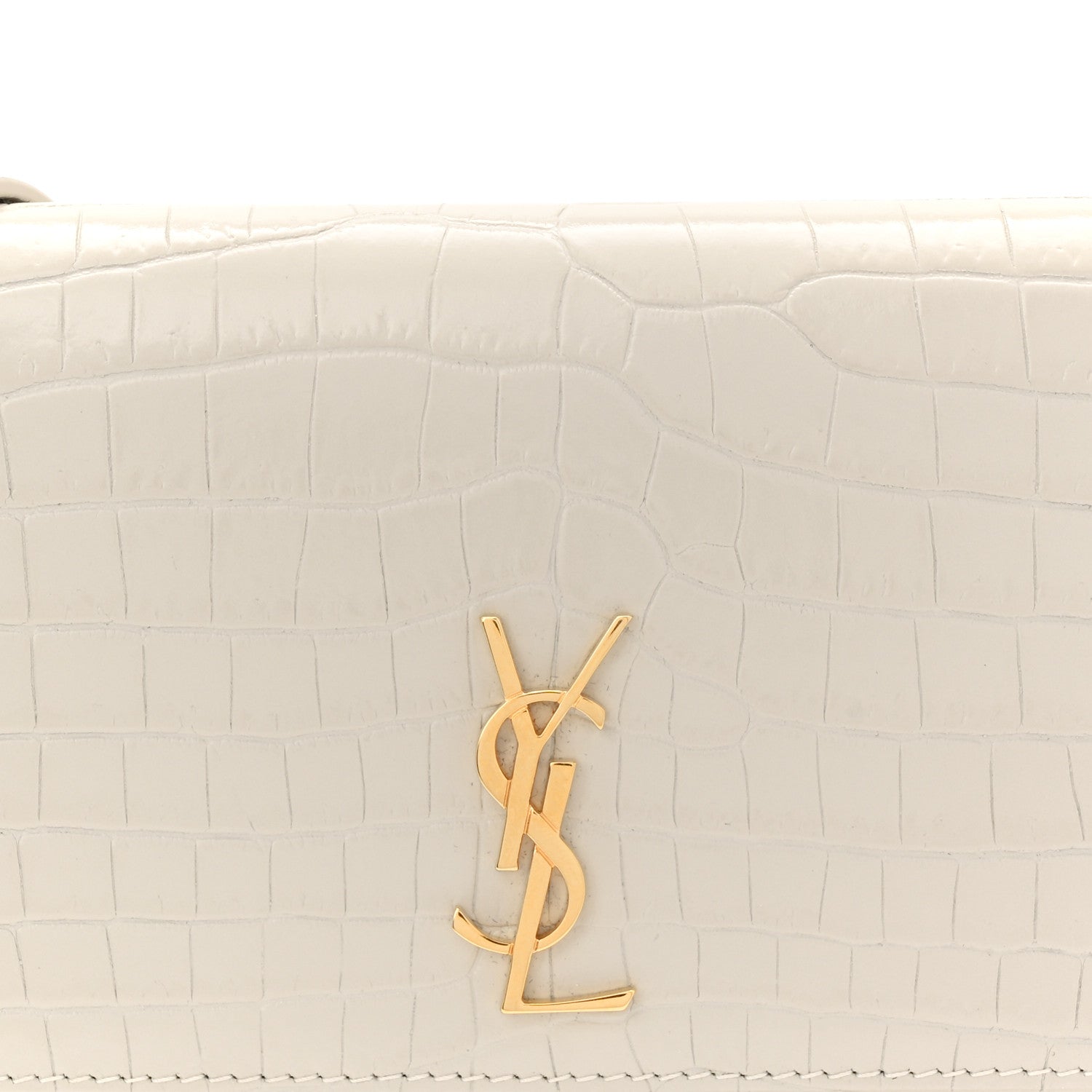 Saint Laurent Crocodile Embossed Monogram Phone Holder Crossbody Crema Soft 8 of 11