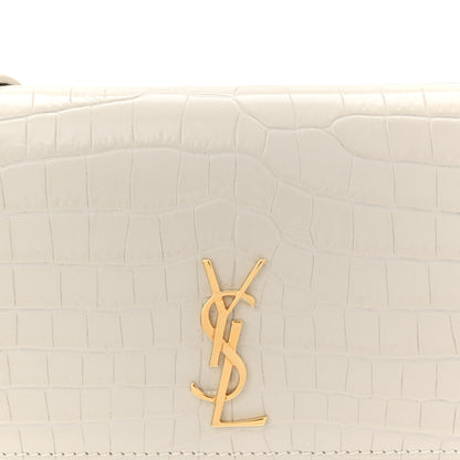 Saint Laurent Crocodile Embossed Monogram Phone Holder Crossbody Crema Soft 8 of 11