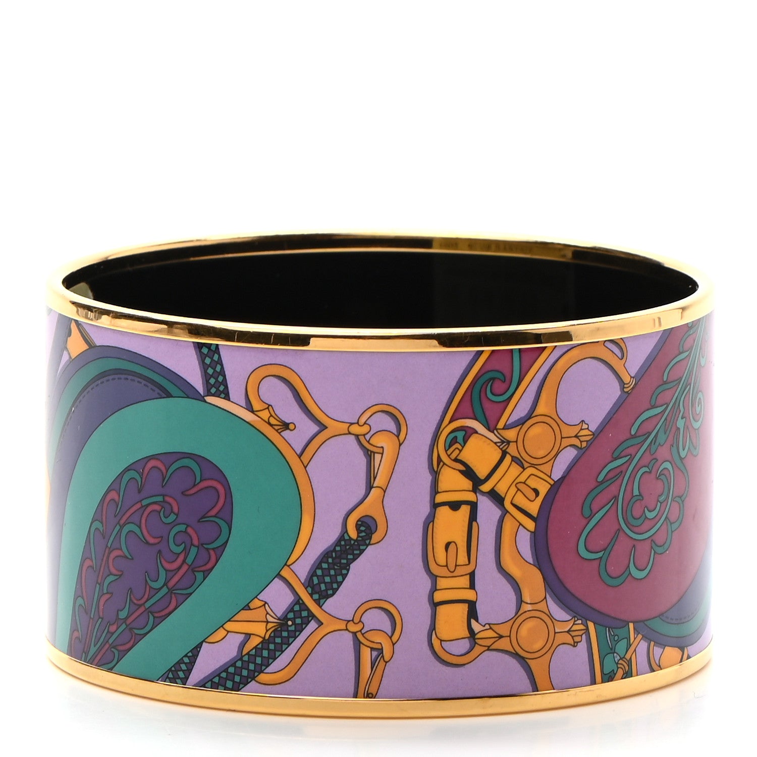 Hermes Enamel Printed Extra Wide Festival des Amazones Bracelet 62 Vie D Artiste 3 of 4