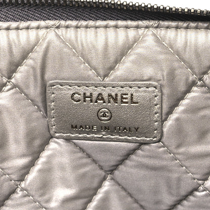 Chanel Cracked Metallic Calfskin Quilted Large Boy Cosmetic Case Dark Silver 6 of 11