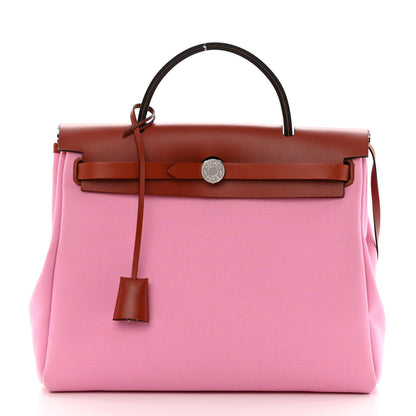 Hermes Military Toile Vache Hunter Herbag Zip Retourne PM 31 Bubblegum 3 of 16