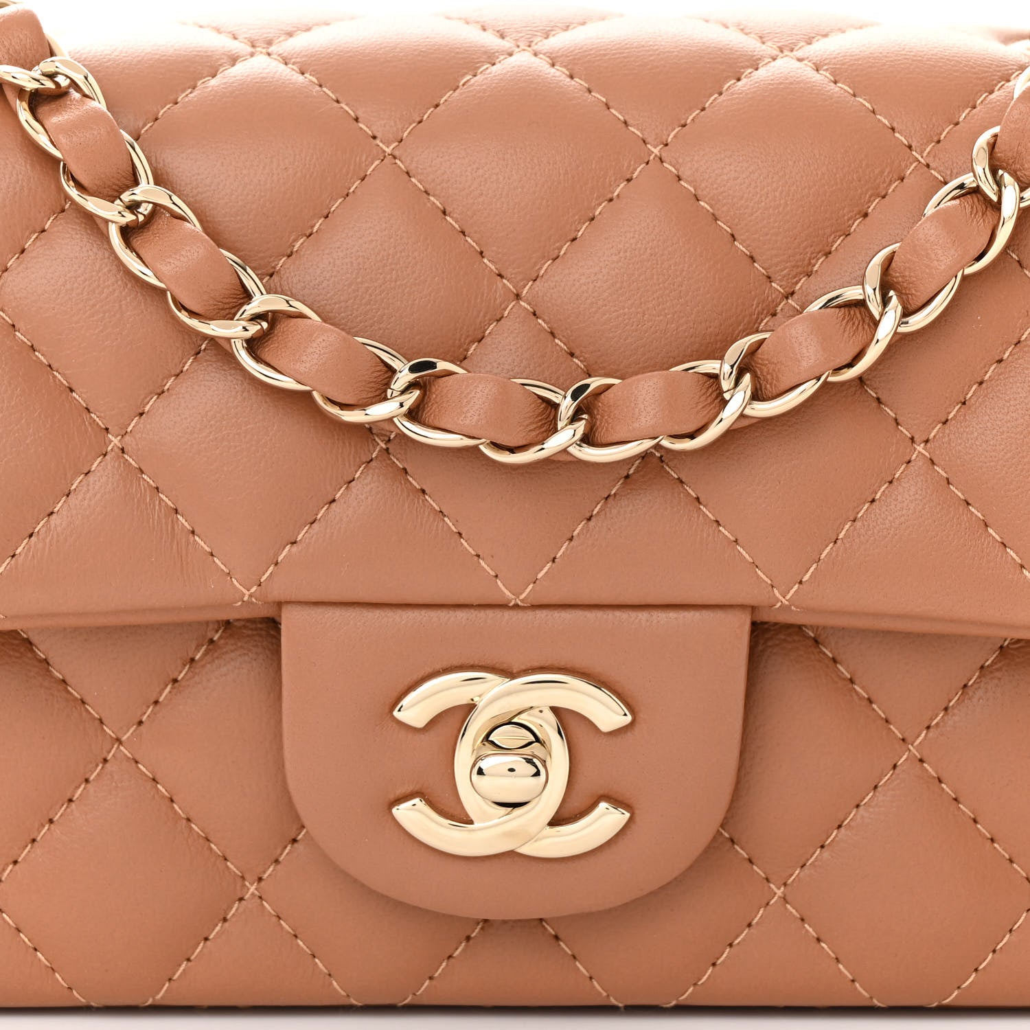 Chanel Lambskin Quilted Mini Rectangular Flap Brown 8 of 10