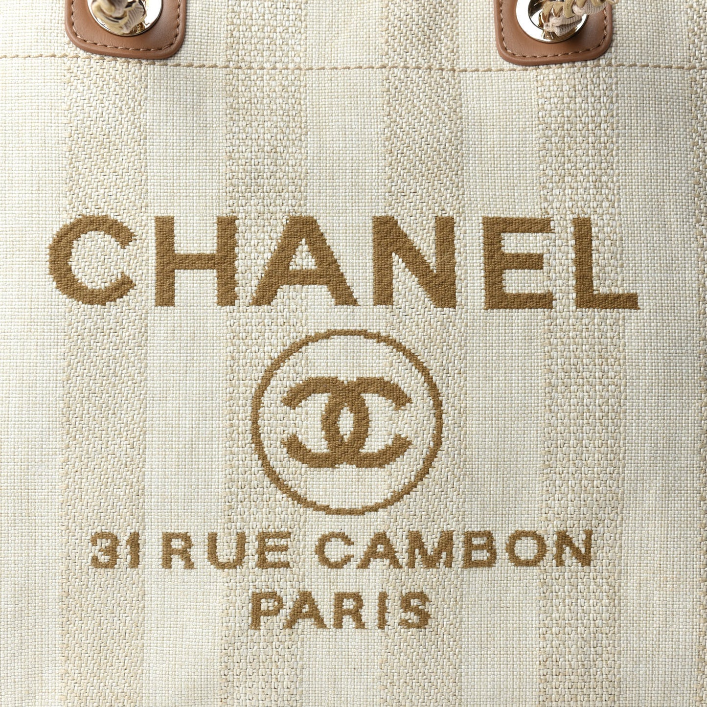 Mixed Fibers Striped Medium Deauville Tote Beige