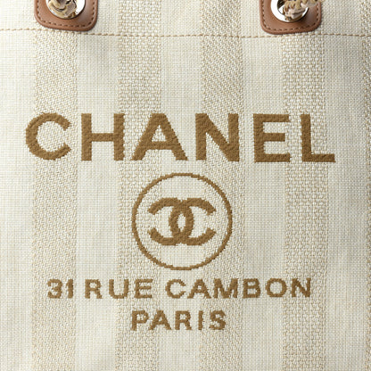 Chanel Mixed Fibers Striped Medium Deauville Tote Beige 13 of 13