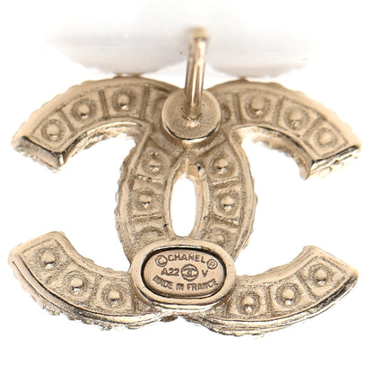 Chanel Pearl Crystal CC Earrings Light Gold 4 of 4