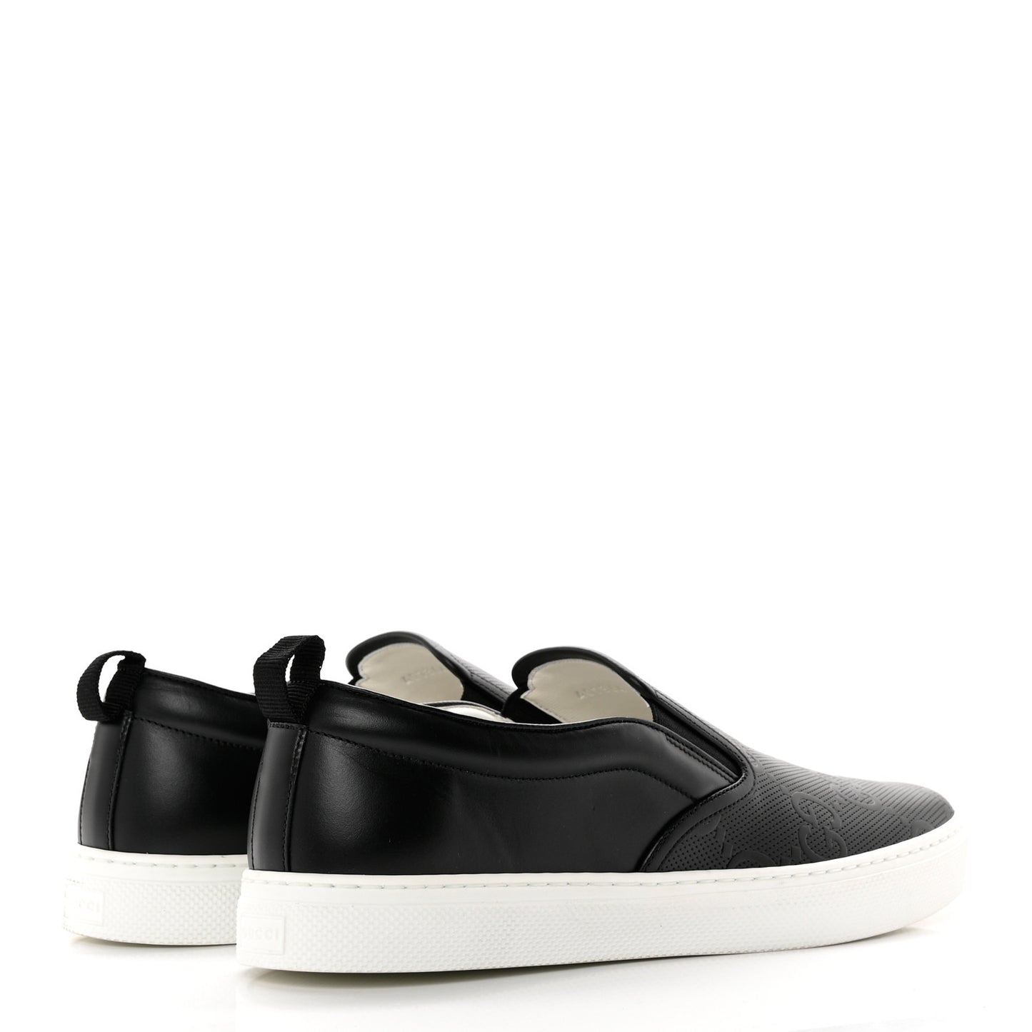 Calfskin GG Monogram Embossed Perforated Mens Dublin Slip On Sneakers 11 Black