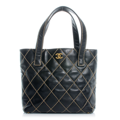 Chanel Calfskin Contrast Stitch Surpique Tote Black 1 of 8