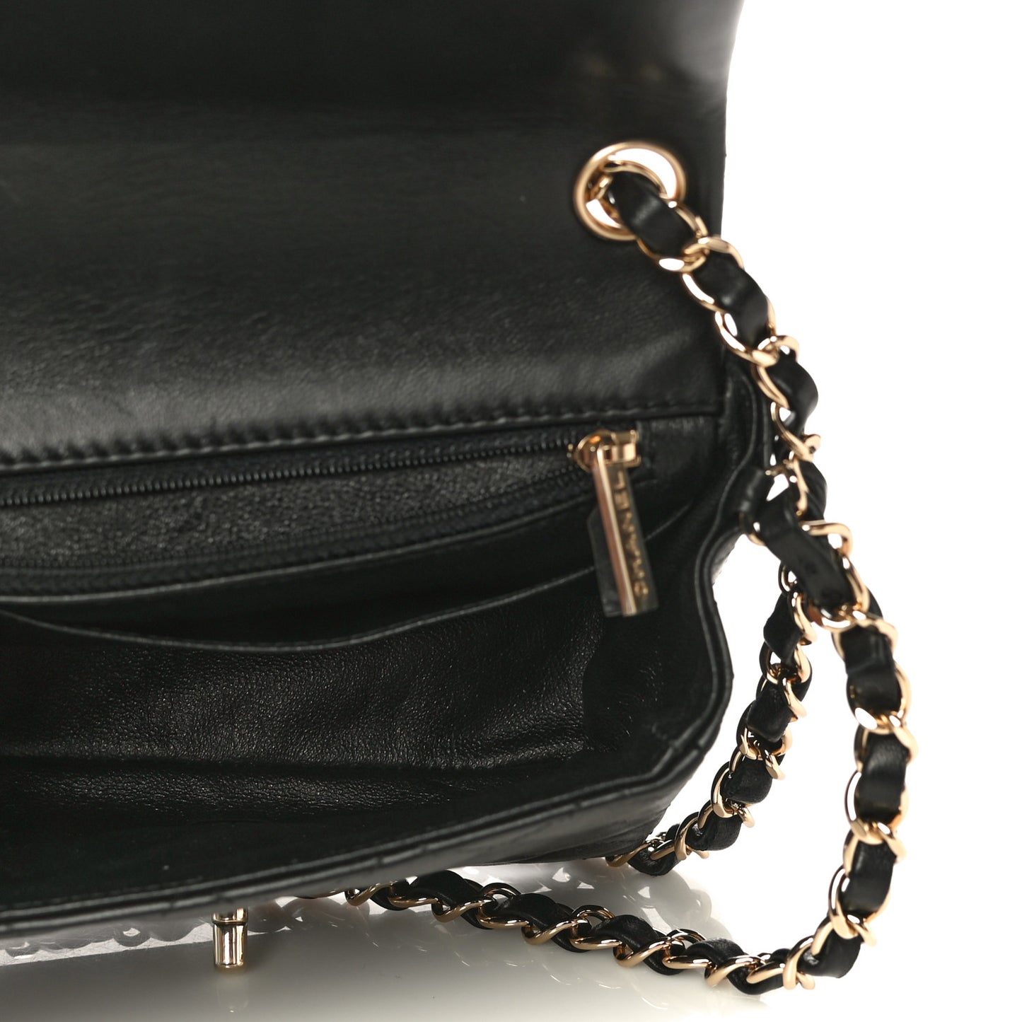 Lambskin Quilted Mini Square Flap Black