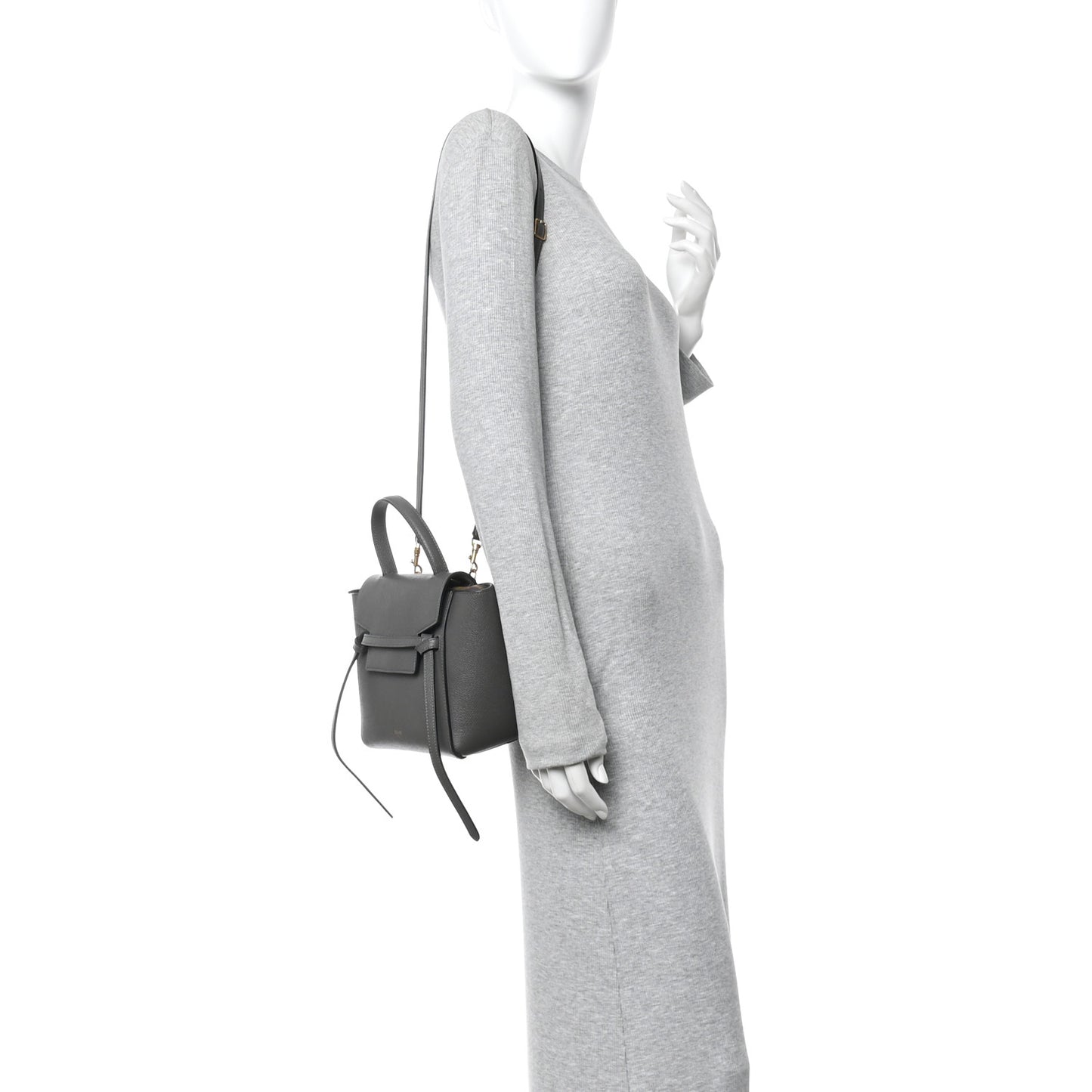 Grained Calfskin Nano Belt Bag Grey