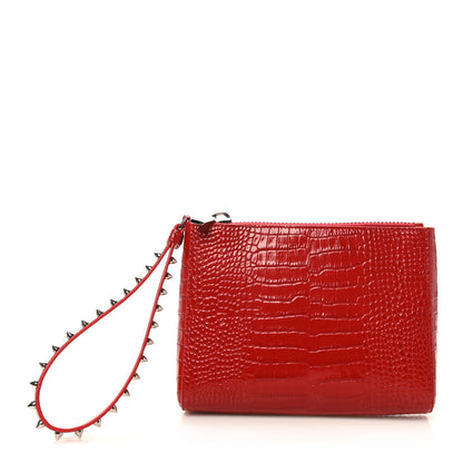 Christian Louboutin Calfskin Crocodile Embossed Mini Cabata Pouch Loubi 1 of 9
