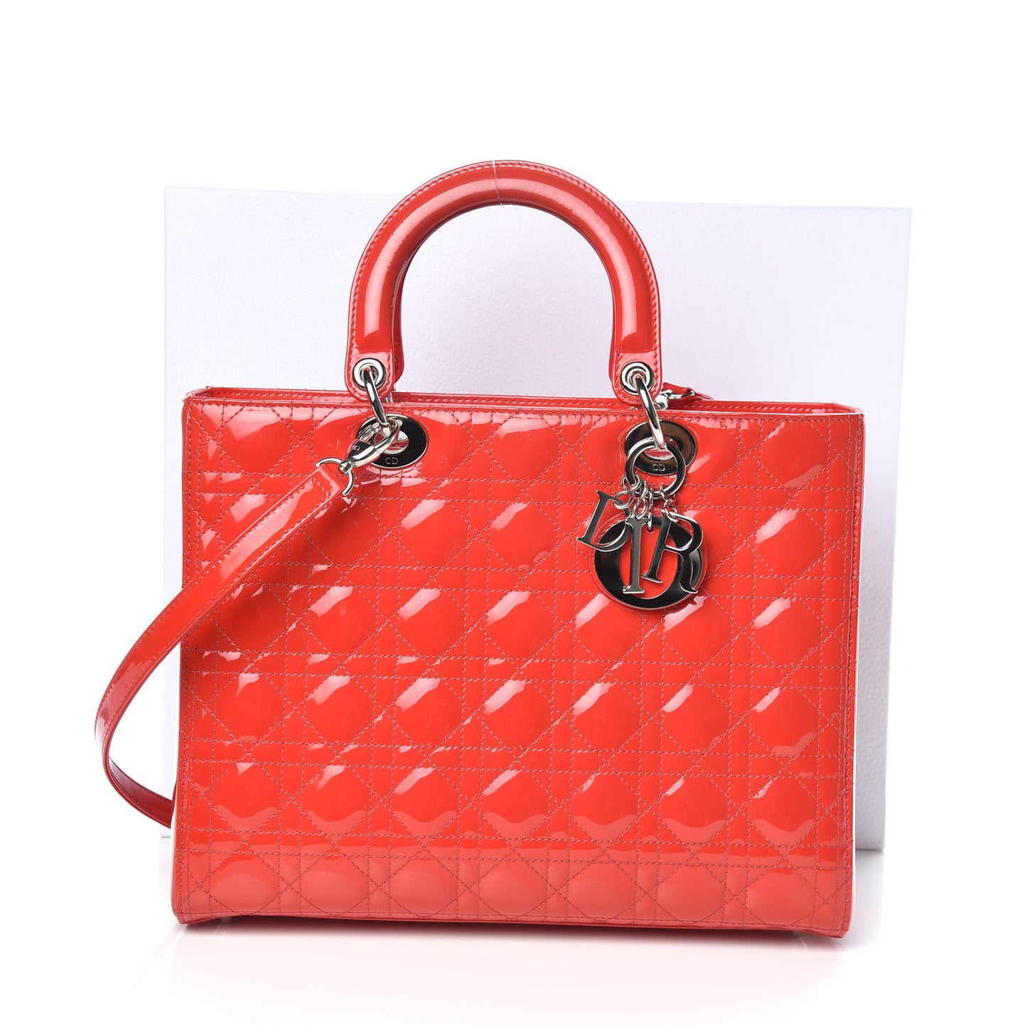 Patent Cannage Large Lady Dior Red