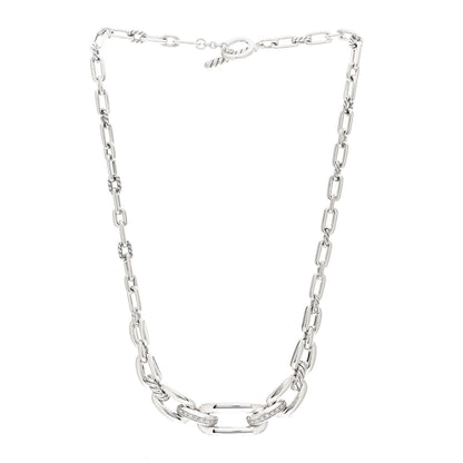 David Yurman Sterling Silver Diamond Wellesley Link Toggle Necklace 3 of 4
