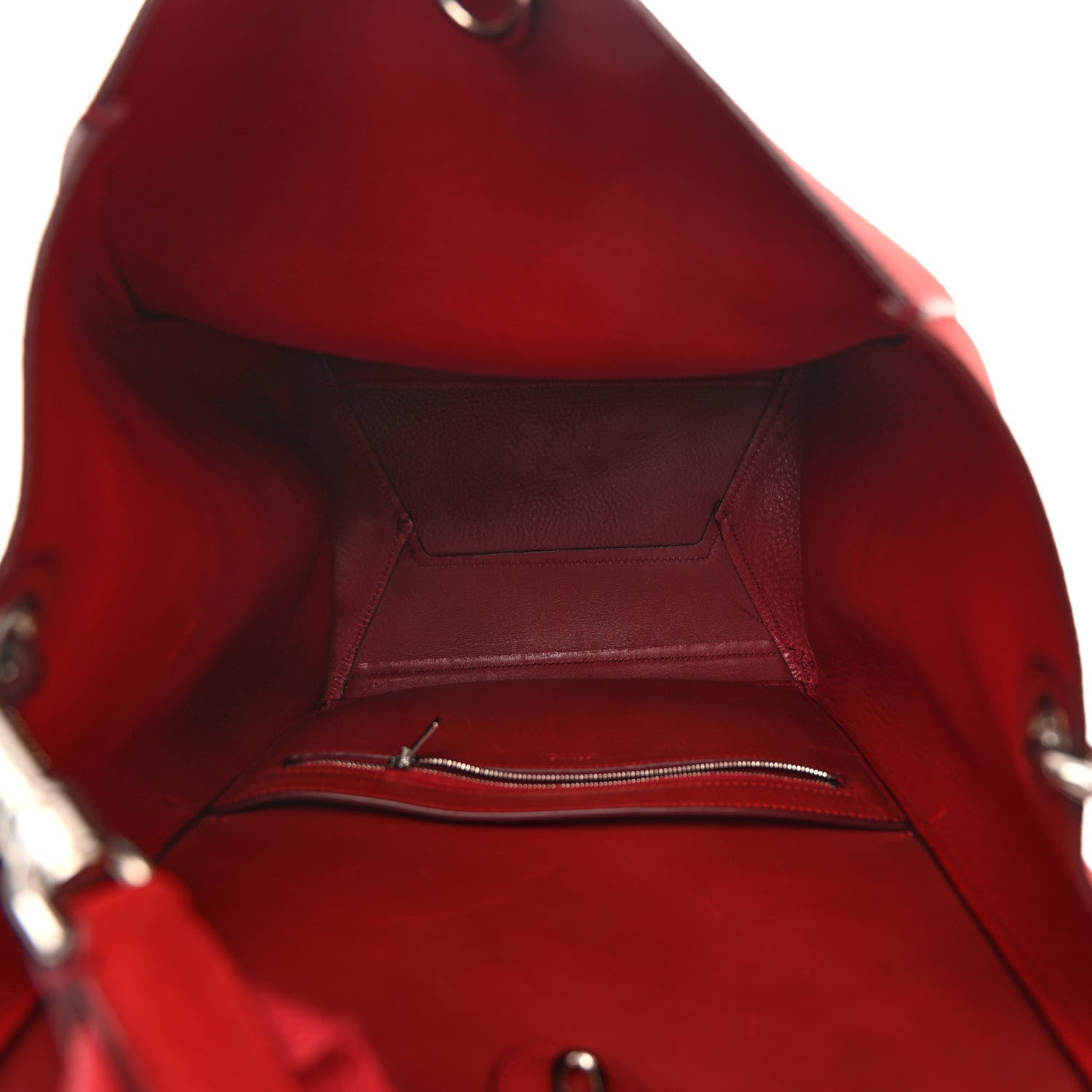 Celine Suede Calfskin Sangle Bucket Bag Red 5 of 11