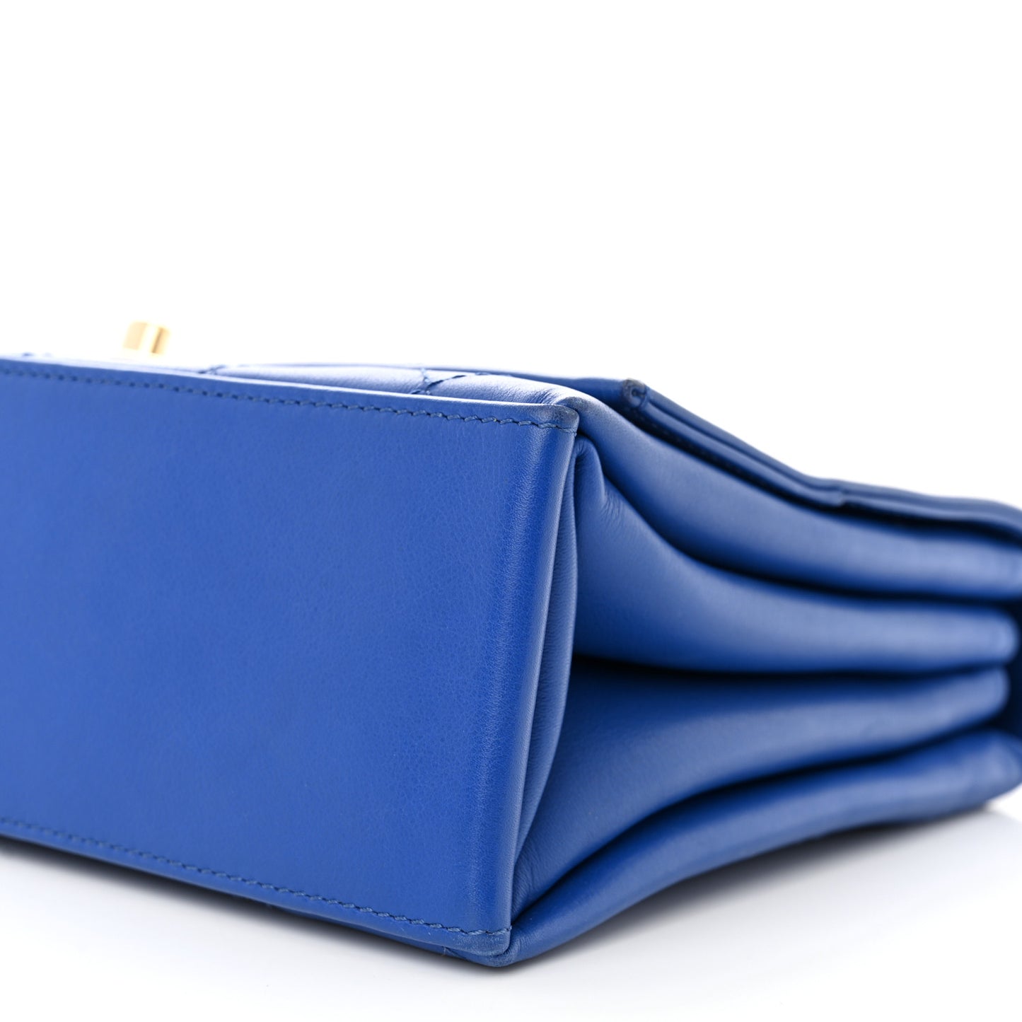 Calfskin Stitched Large Single Flap Royal Blue