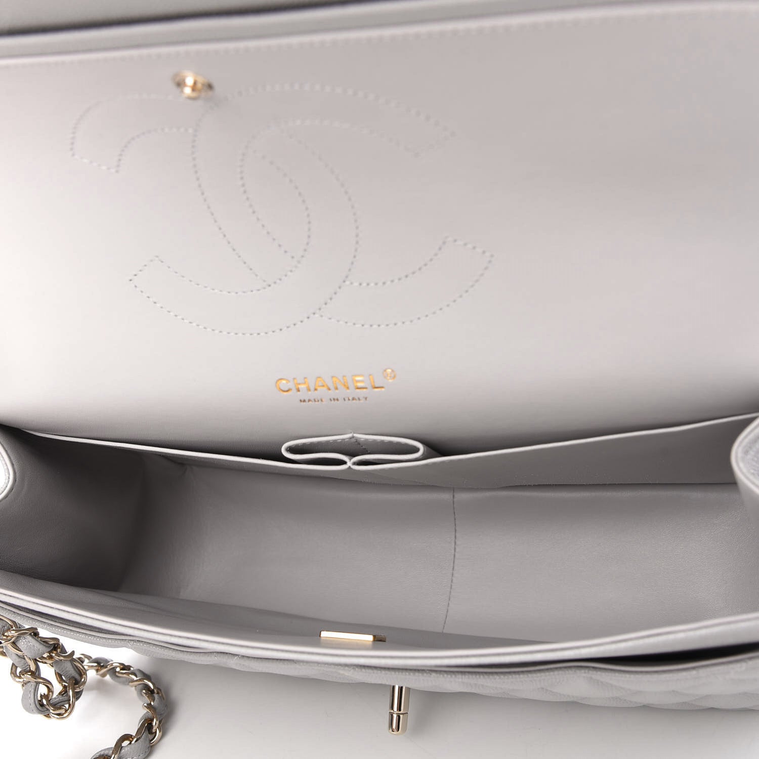 Chanel Caviar Quilted Jumbo Double Flap Grey 5 of 9