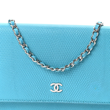 Chanel Lizard Wallet on Chain WOC Turquoise 8 of 10