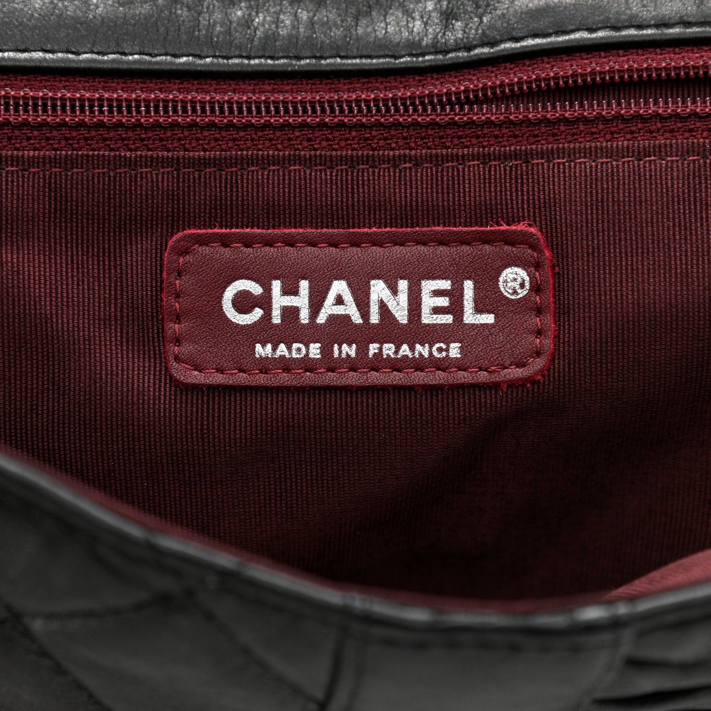 Lambskin Quilted Pile Ou Face Flap Black