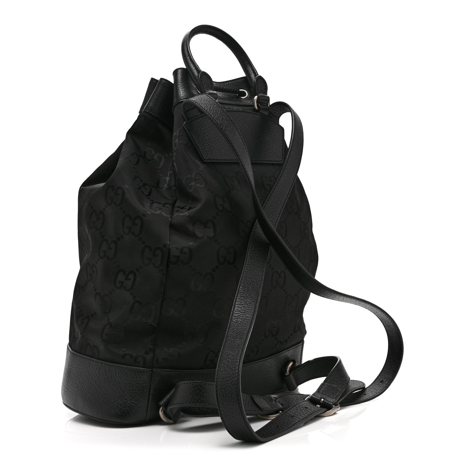 Gucci Econyl Nylon Monogram Off The Grid Drawstring Bucket Backpack Black 3 of 10