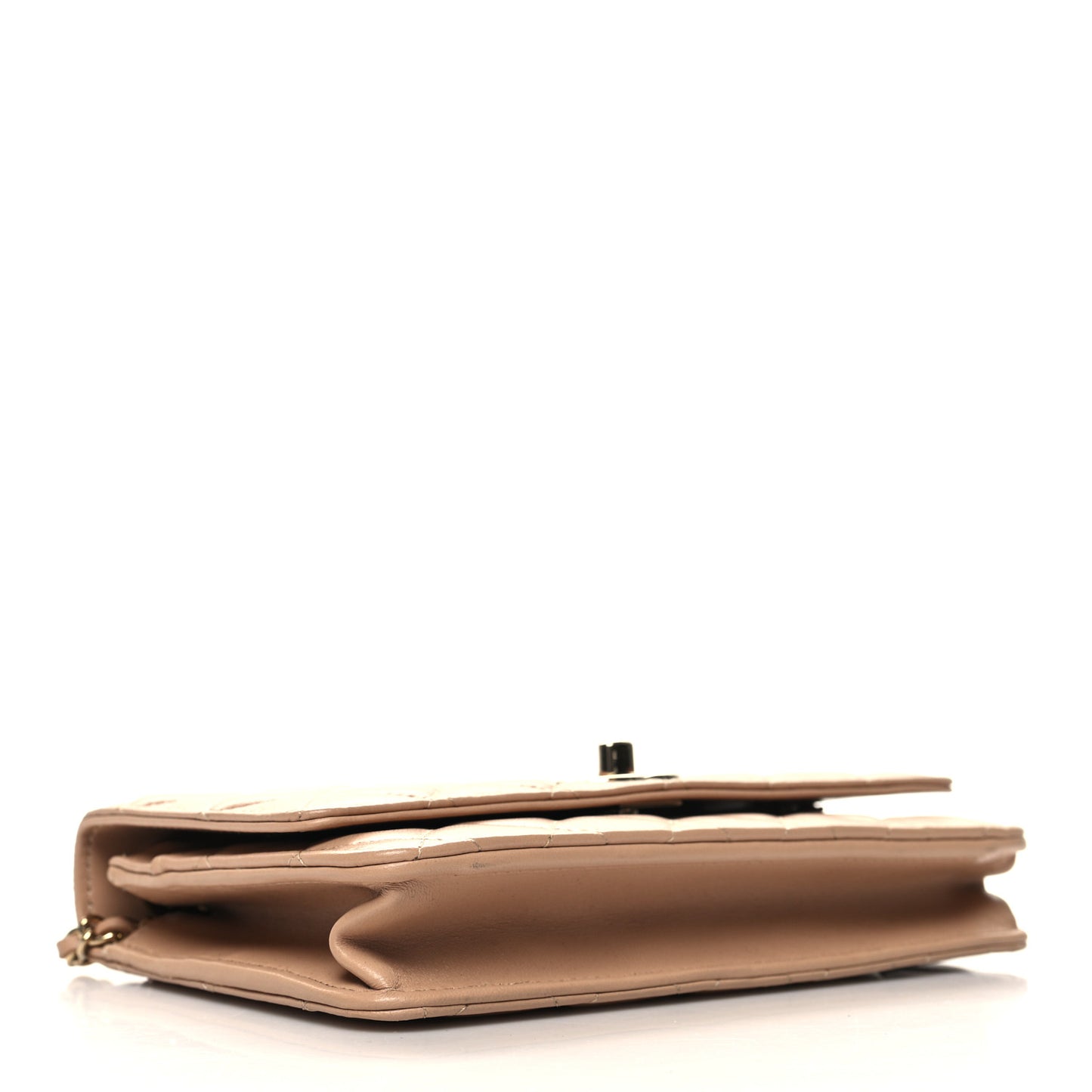 Lambskin Quilted Trendy CC Wallet On Chain WOC Beige