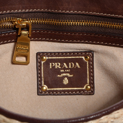 Prada Python Calfskin Paglia Twist Shoulder Bag Natural Azzurro 7 of 11
