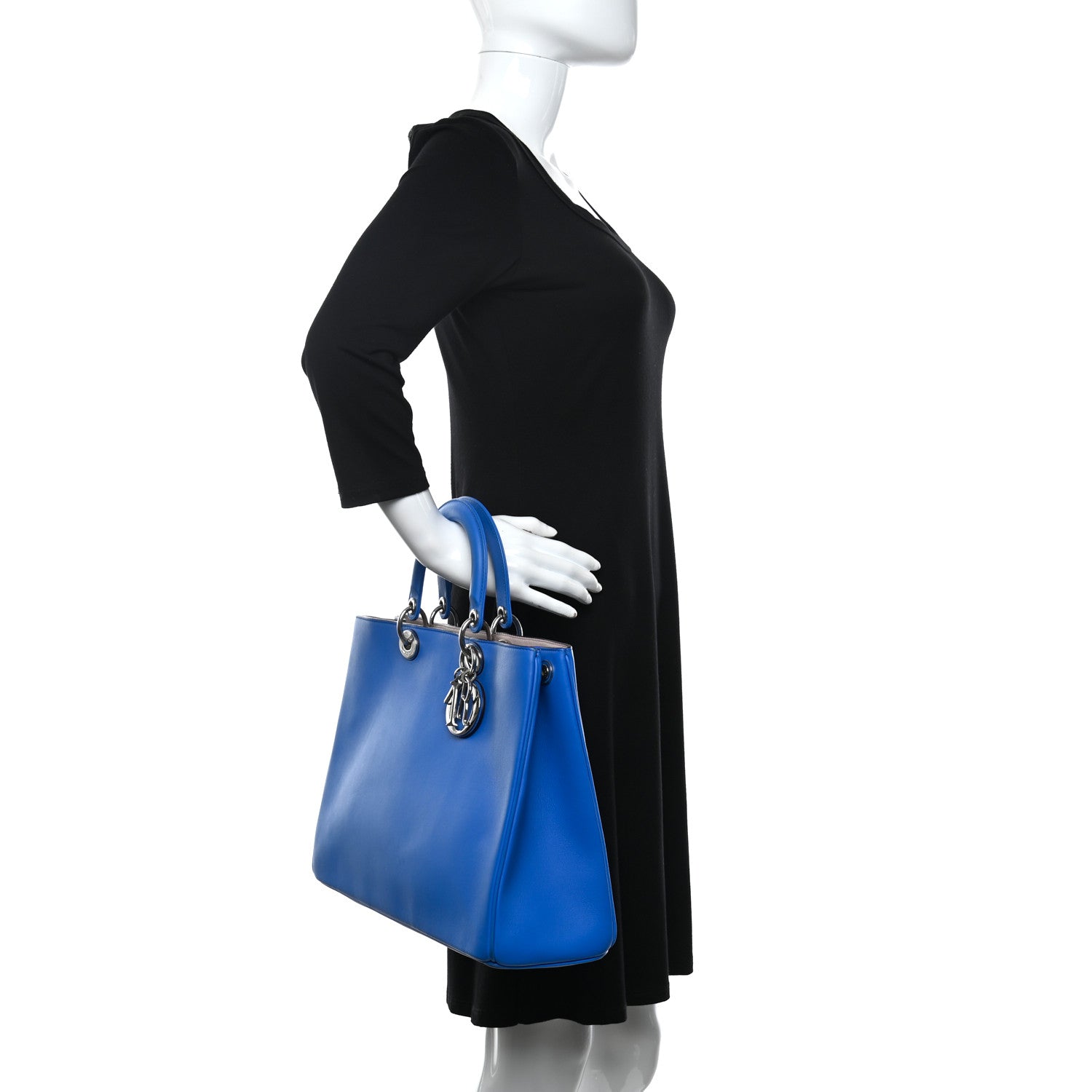 Christian Dior Smooth Calfskin Large Diorissimo Tote Blue 2 of 13