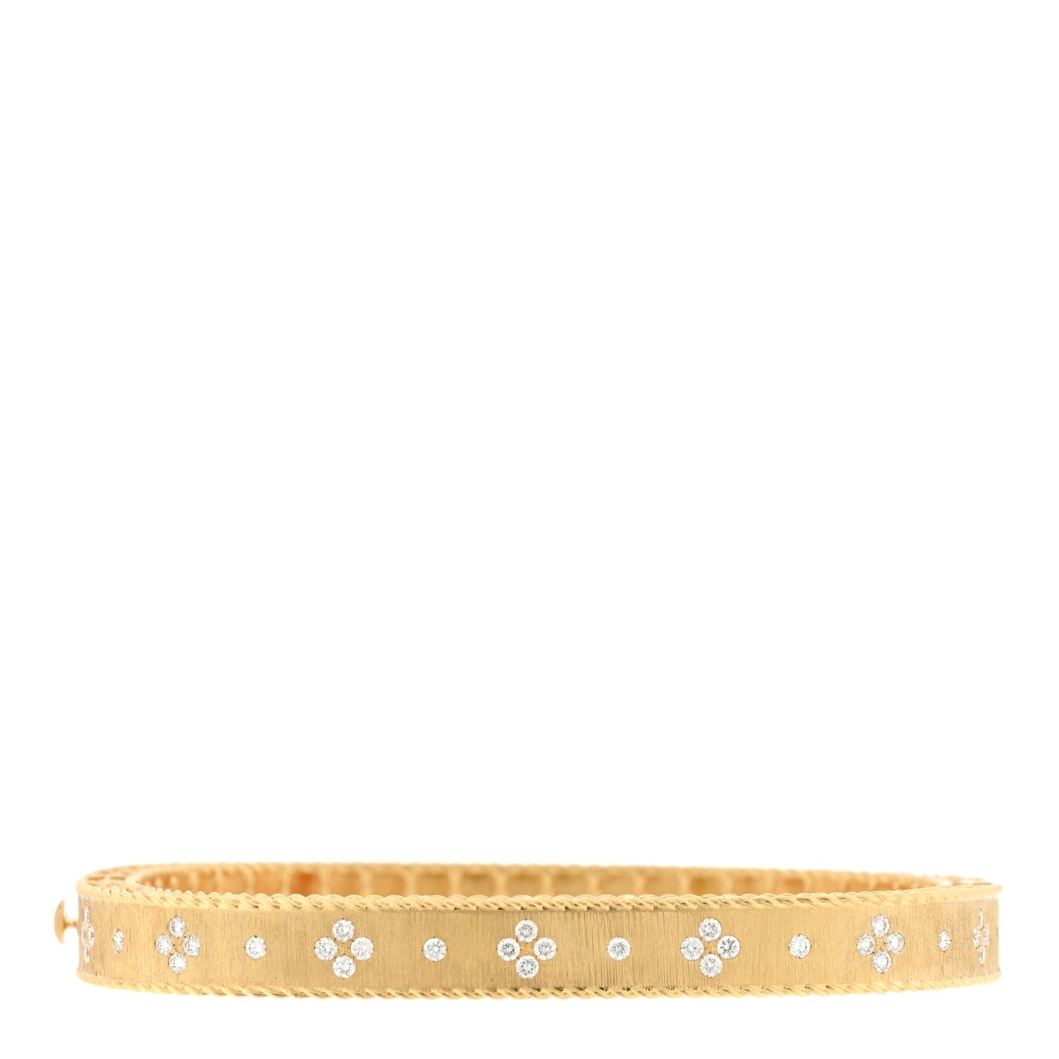 Roberto Coin 18K Yellow Gold Diamond Princess Satin Fleur De Lis Bangle Bracelet 1 of 3