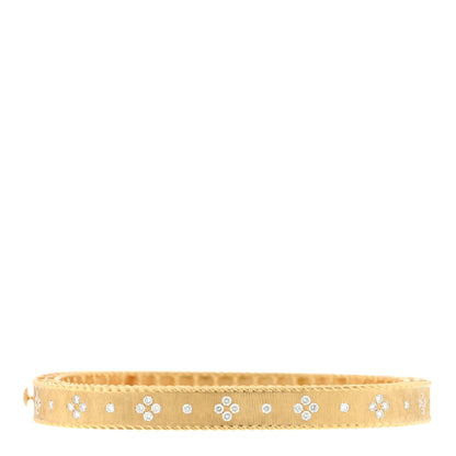 Roberto Coin 18K Yellow Gold Diamond Princess Satin Fleur De Lis Bangle Bracelet 1 of 3
