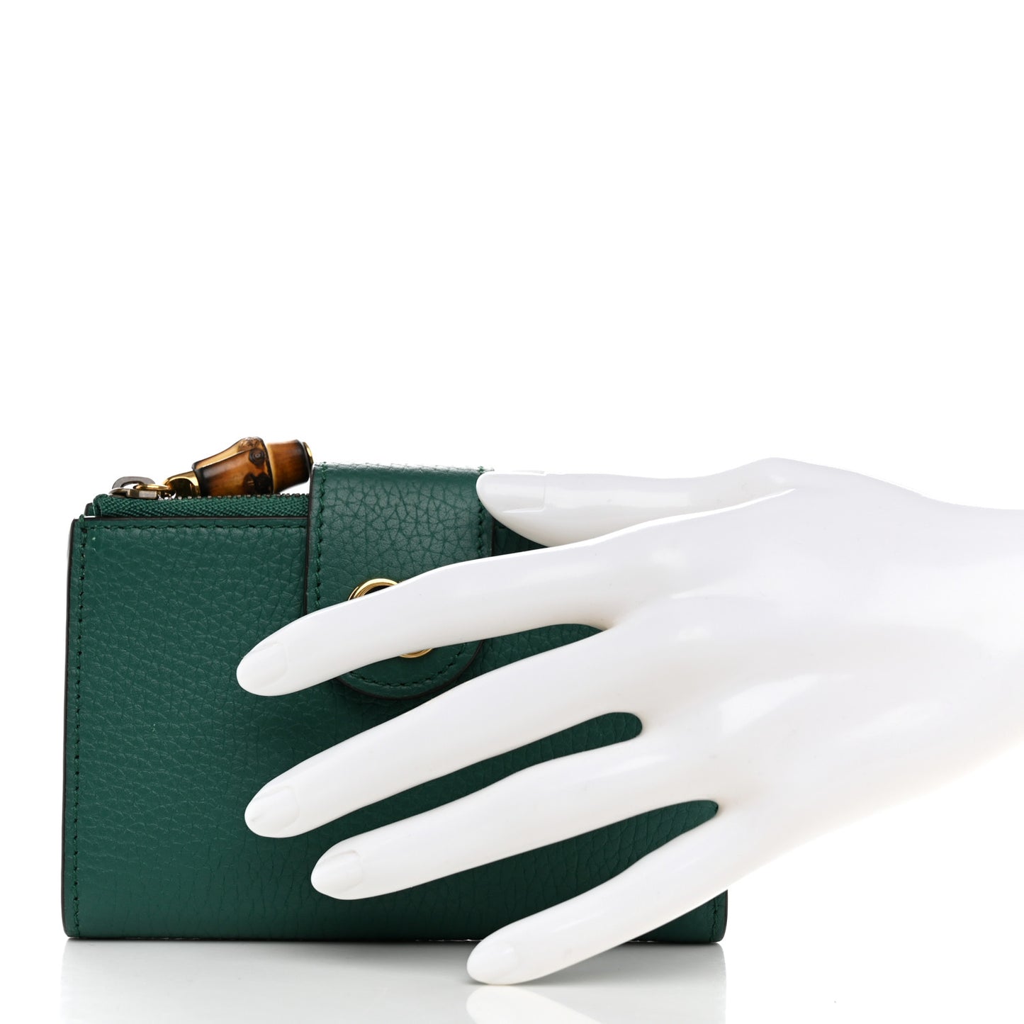 Piuma Calfskin Medium Bamboo Double G Wallet Emerald