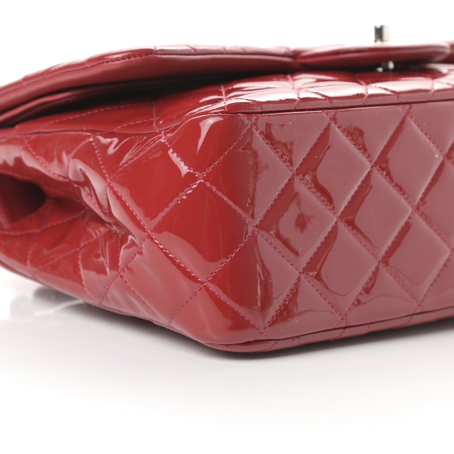 Chanel Patent Quilted Jumbo Double Flap Red 9 of 15