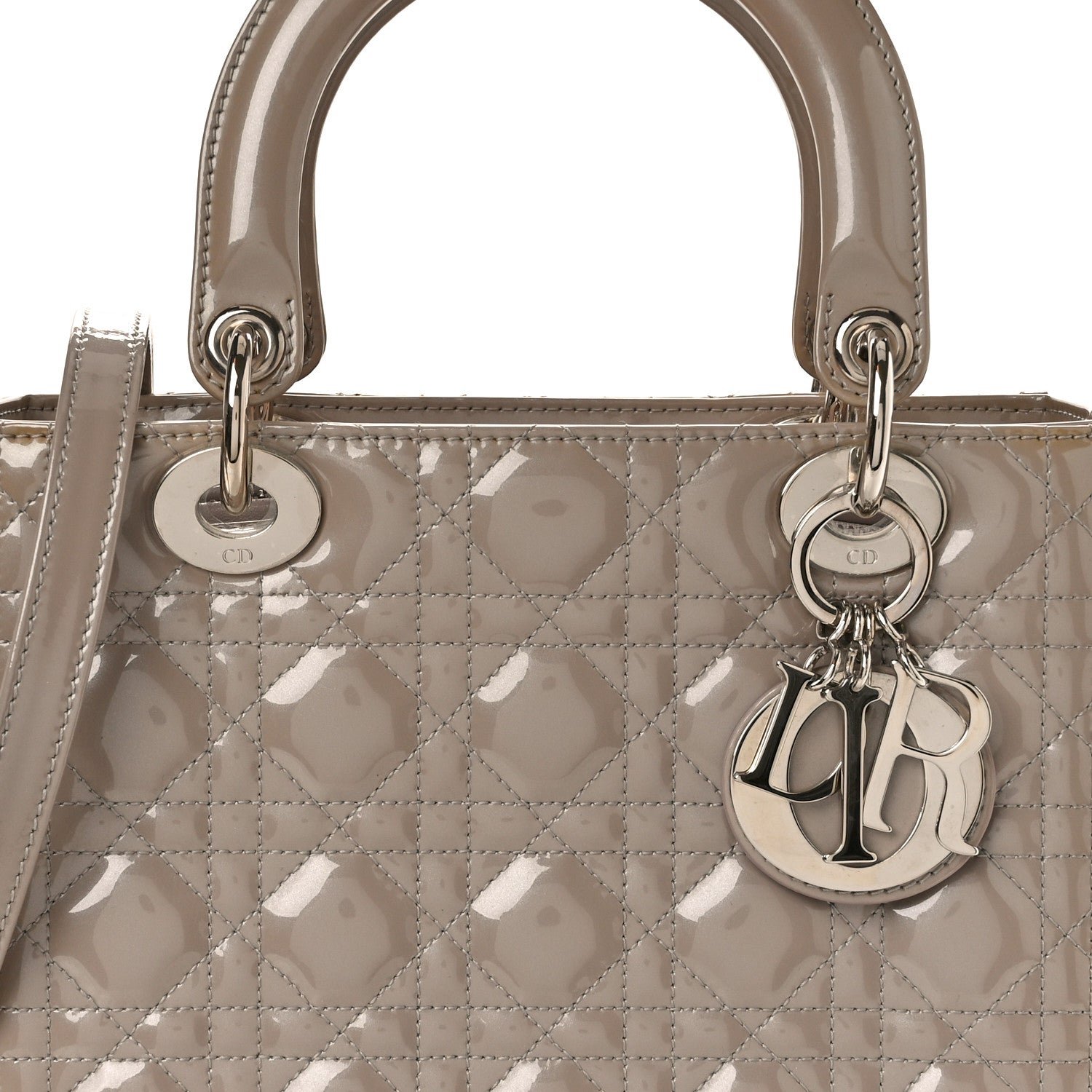 Christian Dior Pearlized Patent Cannage Medium Lady Dior Grey 7 of 9