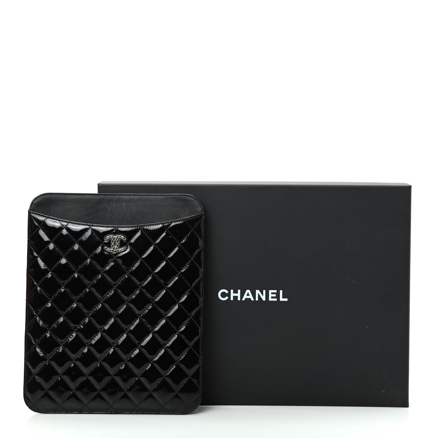 Chanel Patent Quilted Brilliant iPad Case Black 8 of 8