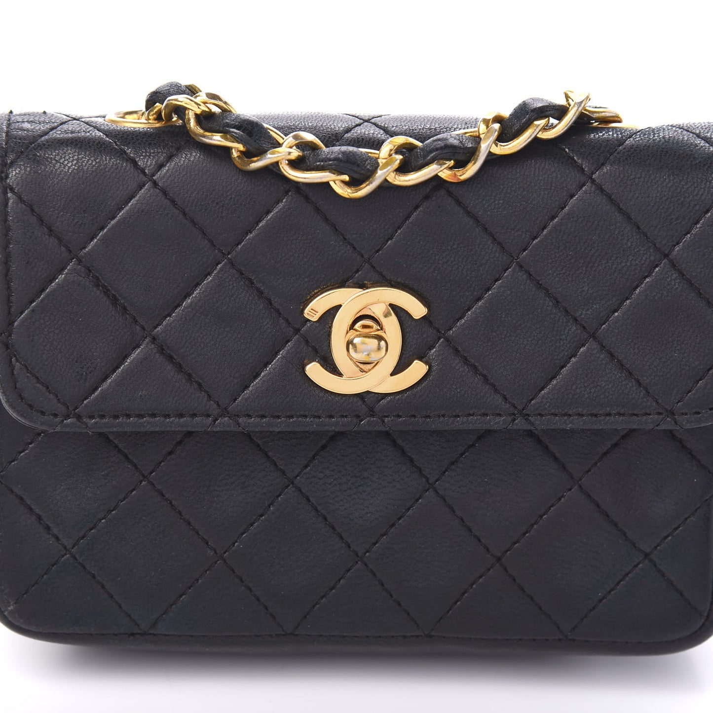 Lambskin Quilted Extra Mini Flap Black