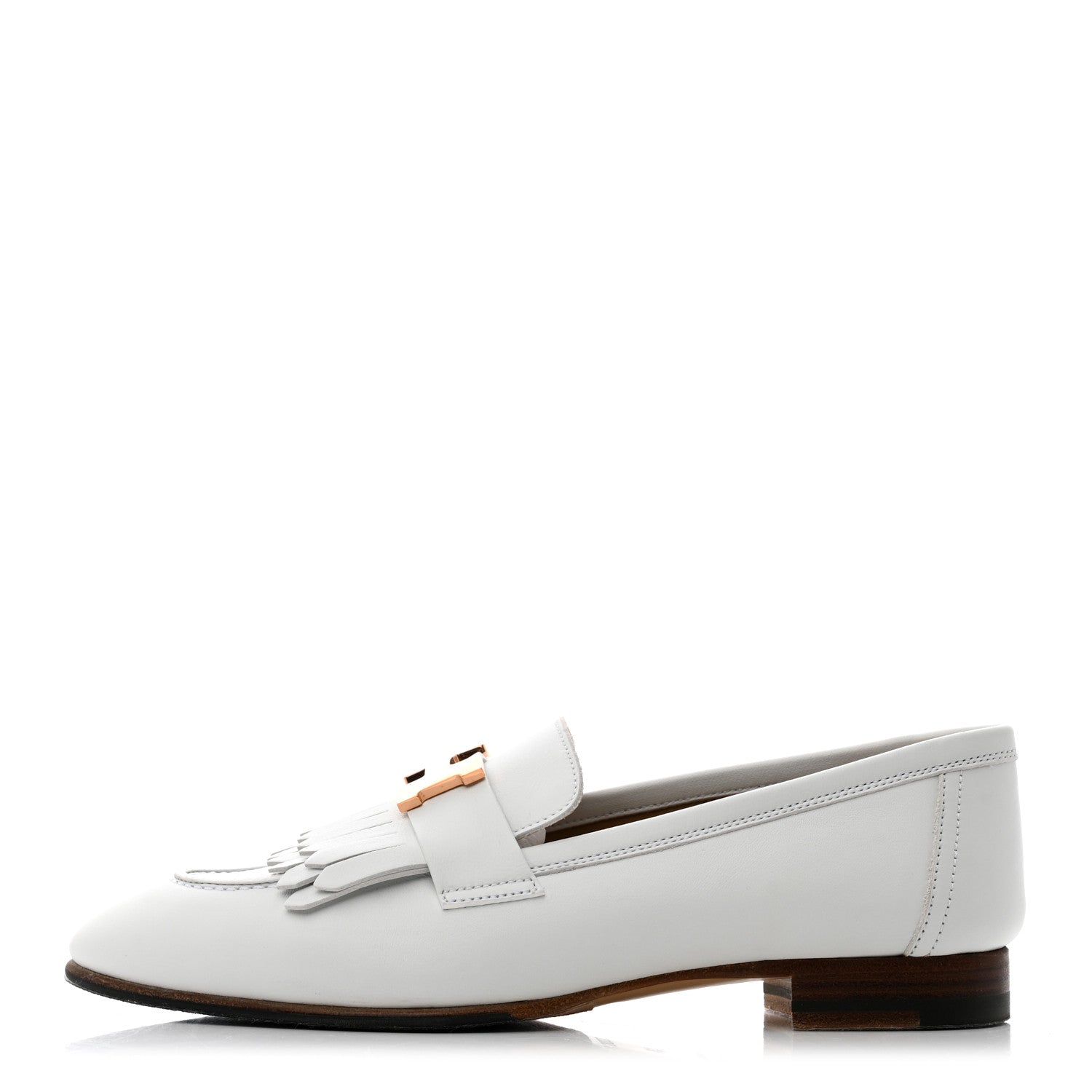 Hermes Calfskin Womens Royal Loafers 36 White 1 of 9