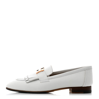 Hermes Calfskin Womens Royal Loafers 36 White 1 of 9