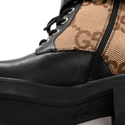 Gucci Flores Calfskin Monogram Maxi GG Nappa Matelasse Double G 40mm Ankle Boots 36.5 Black Camel Ebony 11 of 12