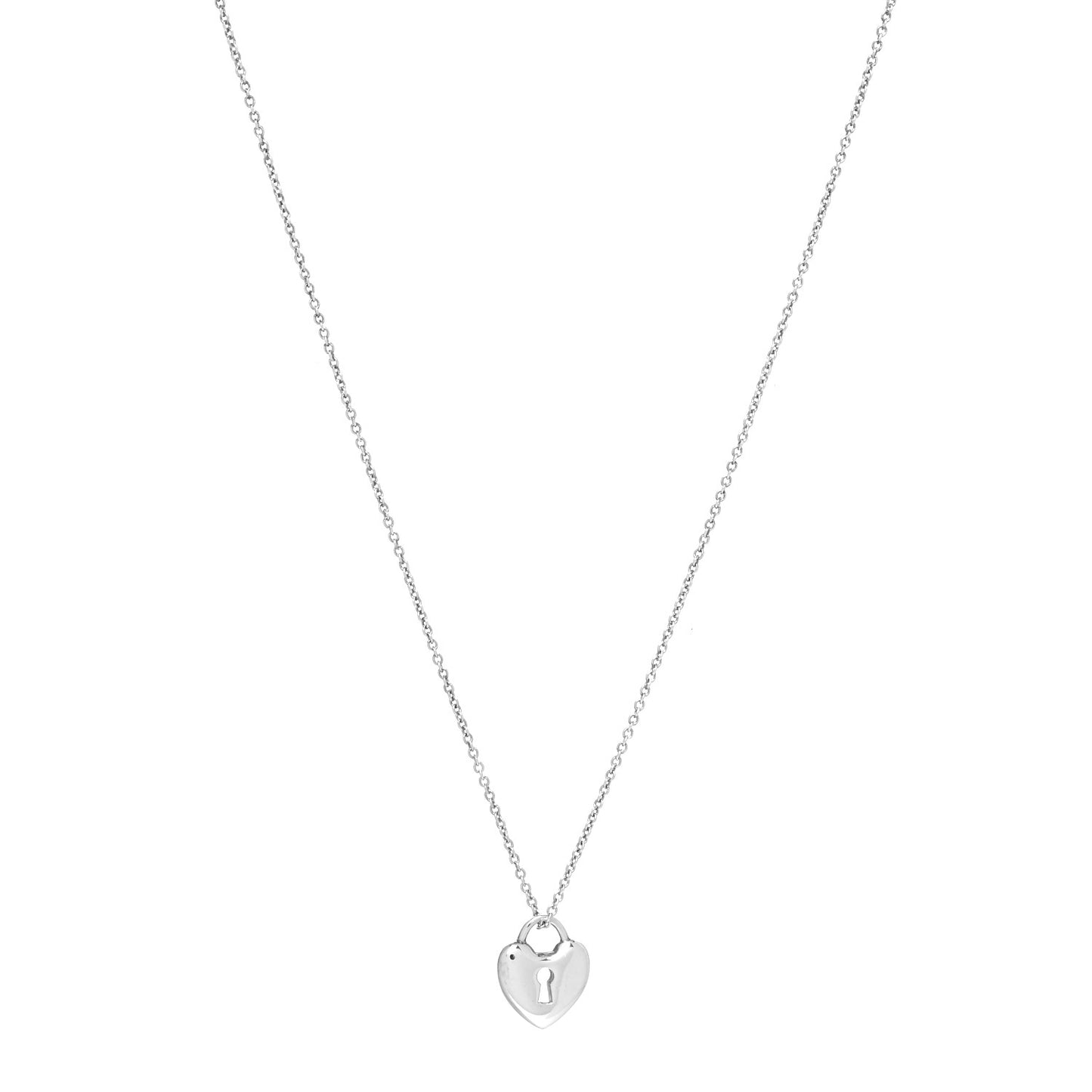 Sterling Silver Heart Lock Pendant Necklace