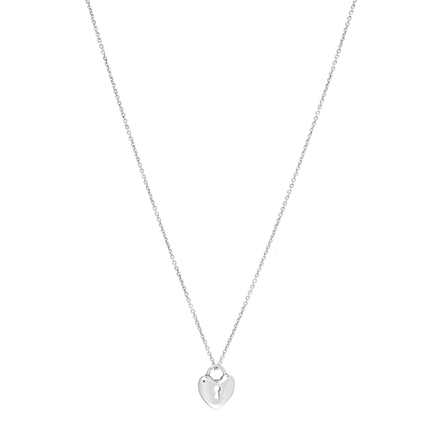 Tiffany Sterling Silver Heart Lock Pendant Necklace 1 of 5