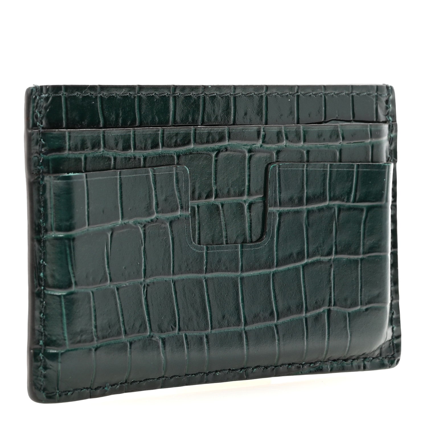 TOM FORD ダークグリーン クロコダイル 名刺入れ Tom Ford Calfskin Alligator Embossed Card Holder Bottle Green