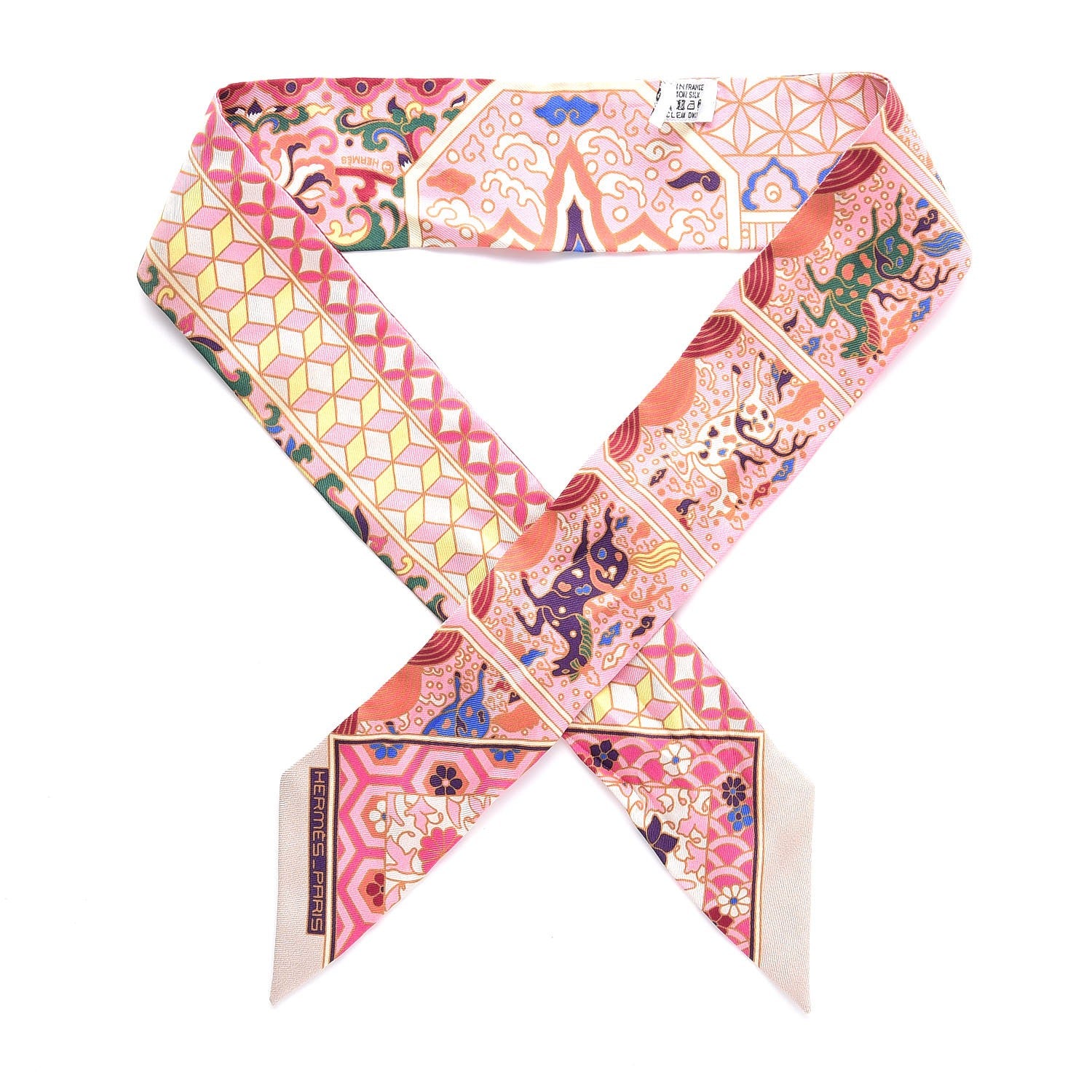Hermes Silk Collections Imperiales Twilly Beige Rose Vert 1 of 6