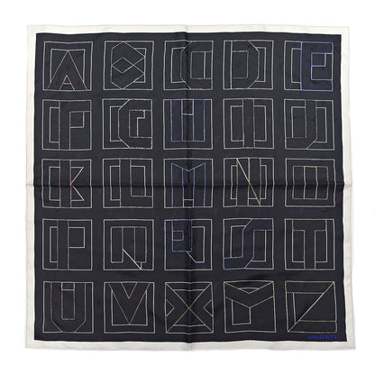 Hermes Silk Embroidered Alphabet Finesse Exceptional Scarf 70 Black White 1 of 4