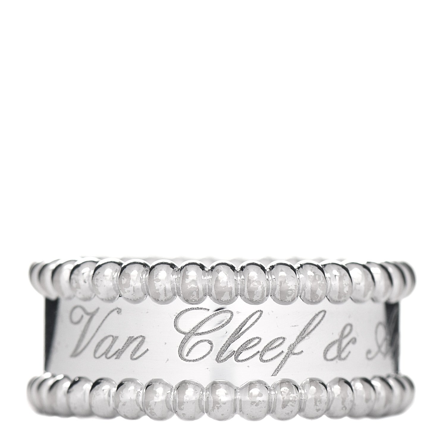 Van Cleef & Arpels 18K White Gold Perlee Signature Ring 49 4.75 1 of 5
