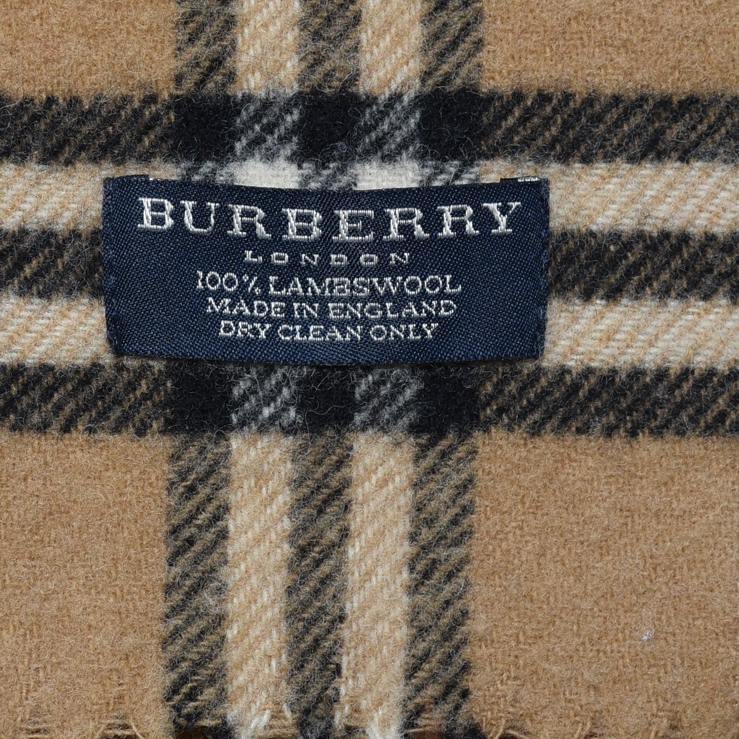 Burberry Lambswool Check Fringe Scarf Camel 4 of 5